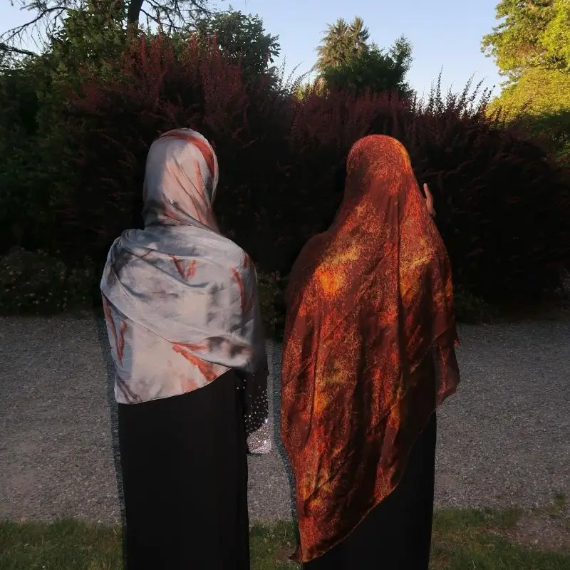 Silk Water Print Shawl Hijab Scarves Luxurious Muslim Ethnic Woman Silk Bandanas Printed Hijabs Soft Shawl