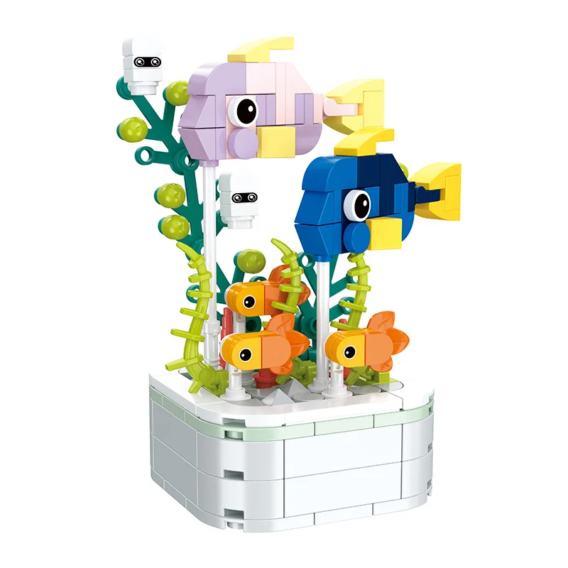New Style Of Building Blocks Flowers Artificial Flower Pot Plant Children Assembling Puzzle DIY Toy Gift Household Decoration