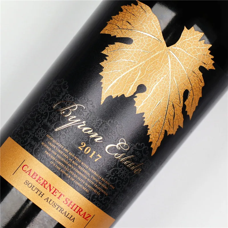 RED Wine  Labels Private Label Whisky Black Label Whiskey EMBOSSED Stickers For Wine Bottles