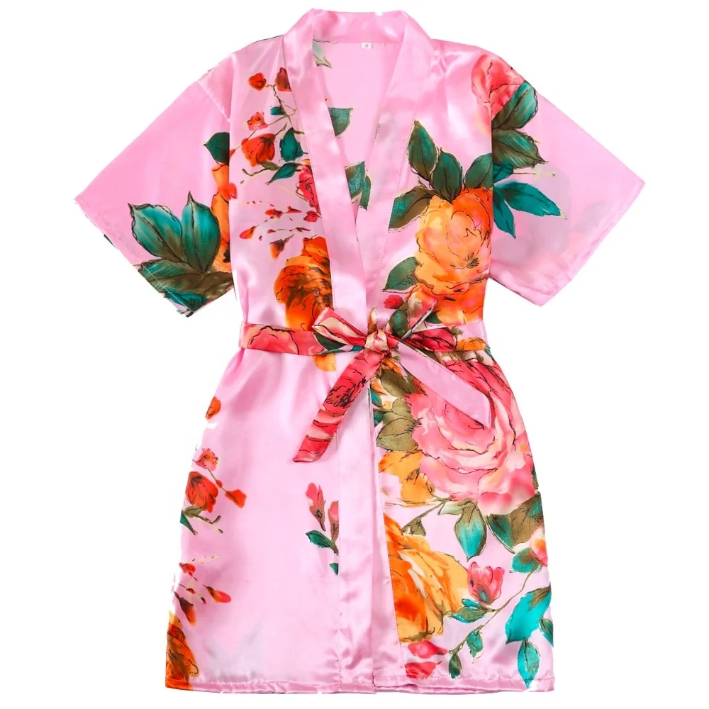 
Baby bath robe Wholesales Kids Robes,Satin Floral Spa Robes for Girls, Birthday Spa Party KR0007 