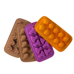 2426 Halloween Mold Pumpkin Skull Wizard Hat Bat Ghost Chocolate Chip Cookie Cake Mold