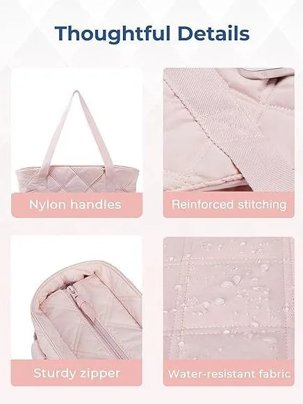 Best Selling Light weight Women Tote Bag Pleated Cotton Check Bag Quilted Stuffed Tote Bag