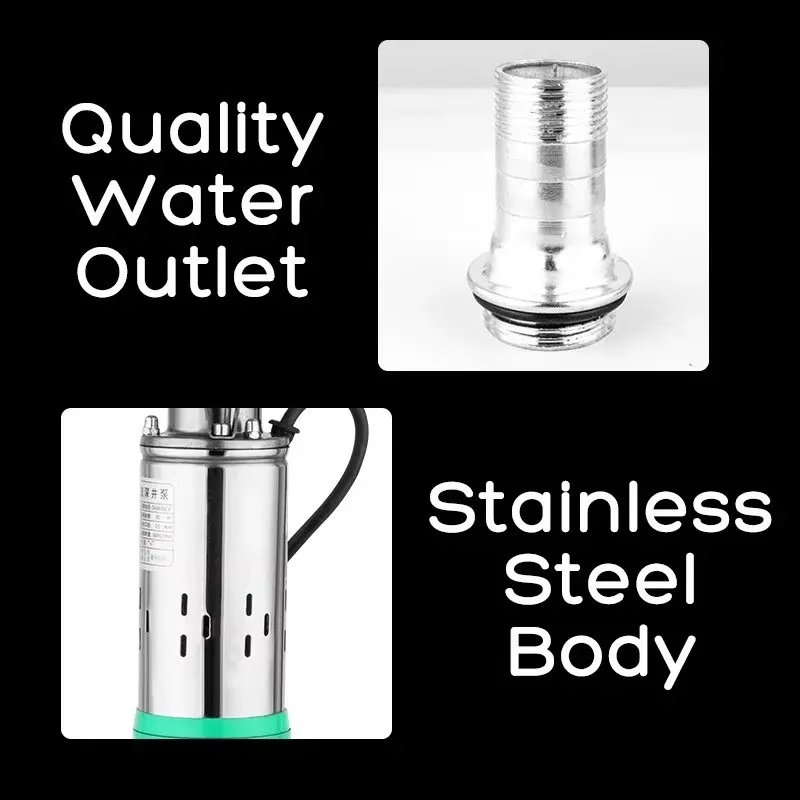 DC 12V 24V 48V Lift 30m 40m  Solar Water Pump 20L/min 220W 400W Screw Submersible Pump Deep Well Pump