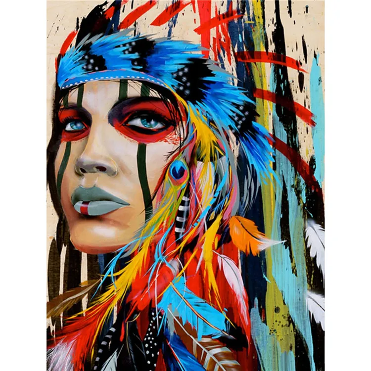 Tribal People Girl DIY Diamond Painting 5D Full Drill Living Room Decor Diamond Painting Set Cross Stitch Kit