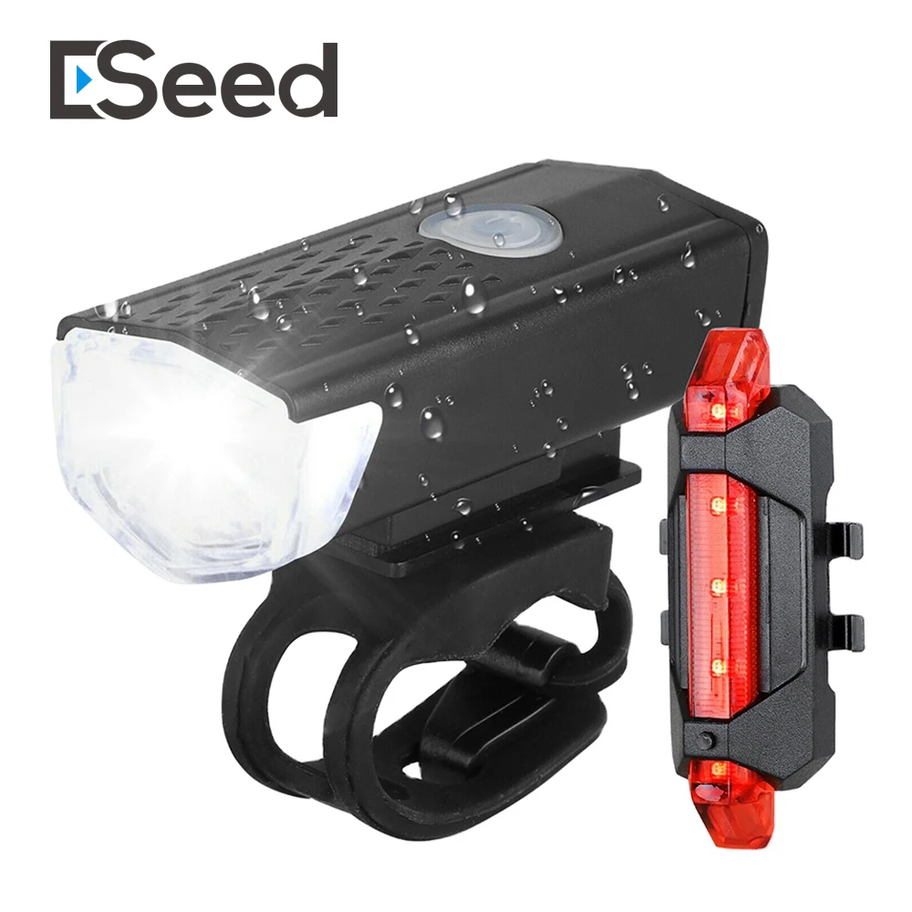 2pcs Outdoor Cycling Bicycle Light Equipment Bike Front Rear Bike Light Lamp USB Rechargeable LED Light For Bicycle