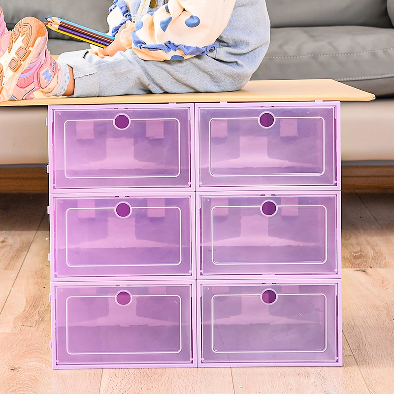 Factory Wholesale Rectangle Diy Stacked Tidy Display Shoe Storage Portable Plastic Shoe Box