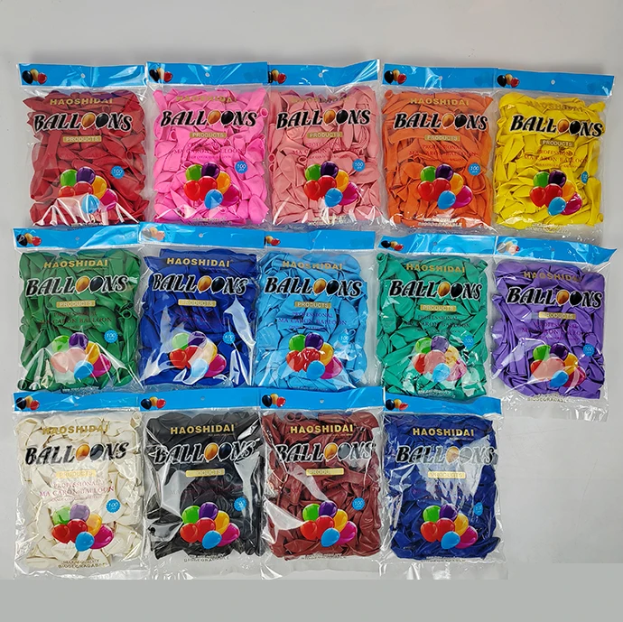 Factory Wholesale 9 inch 100 pcs Package Latex biodegradable Helium Quality matte Balloons for Party Decoration