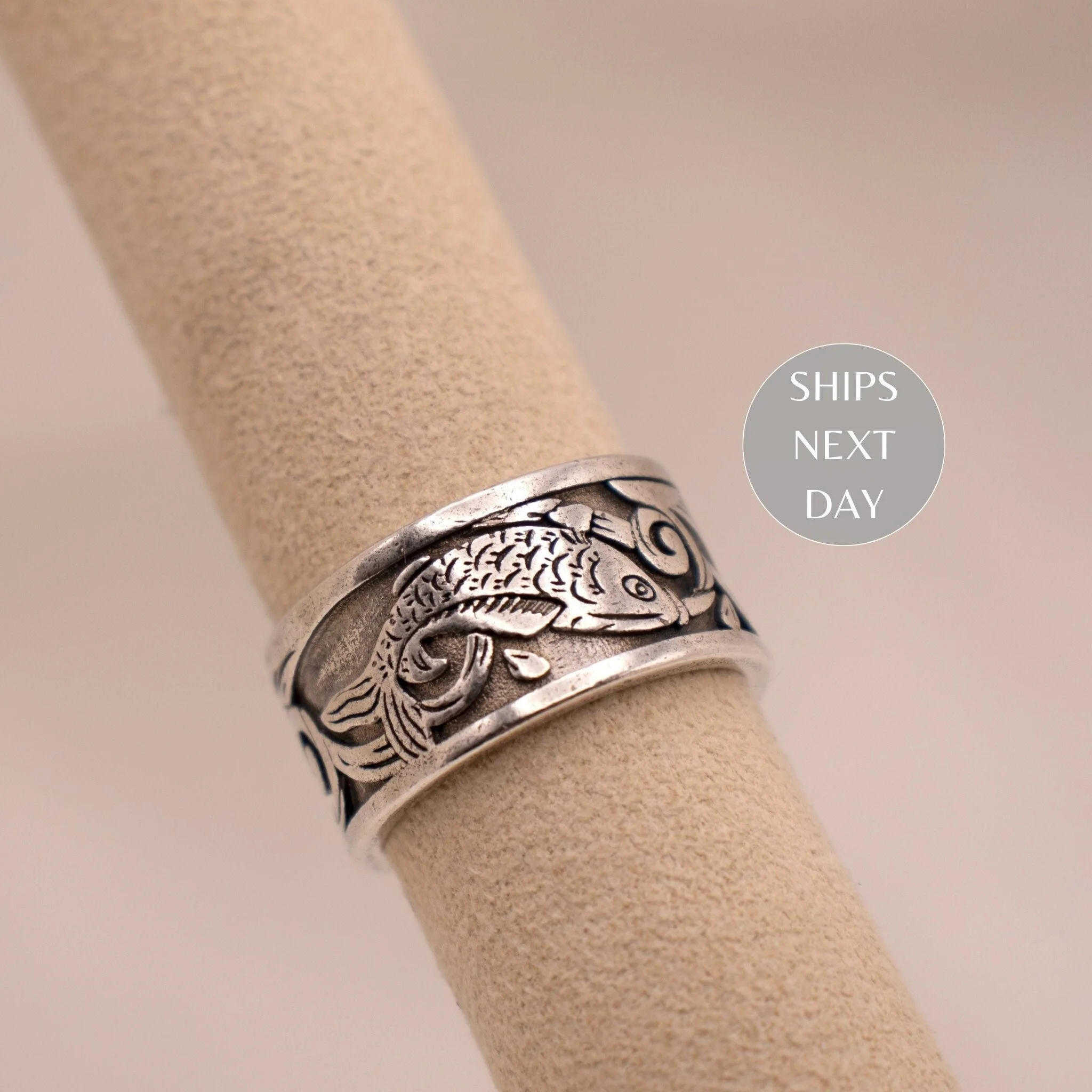 Koi Fish Open Band Style Japanese Adjustable Jewelry Open Band Rings for Her Anniversary Gift for Him Man