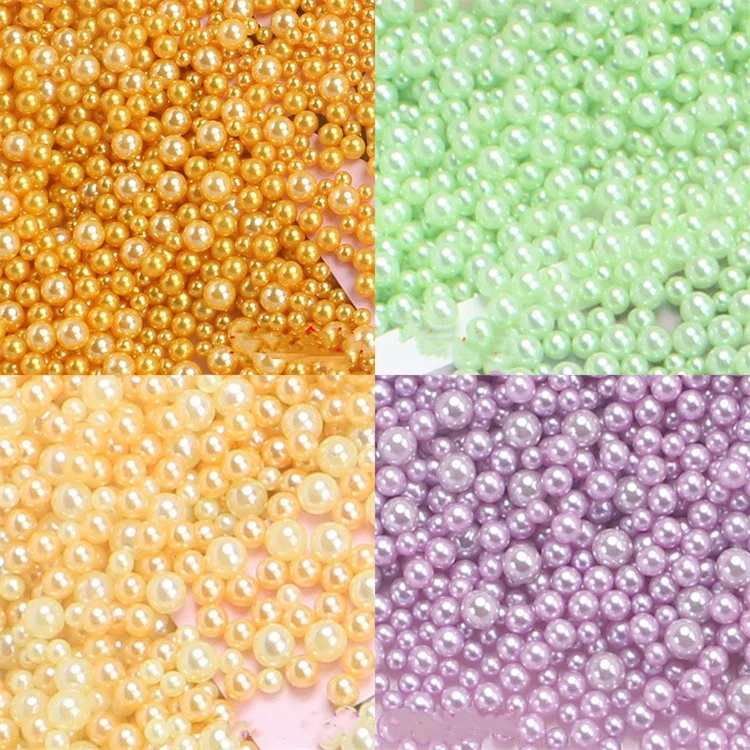 
Mixed color non-porous round artificial resin pearl DIY crystal glue, used for handicraft decoration slime accessories 