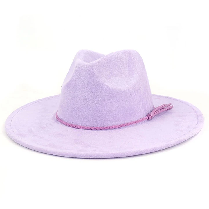 wholesale customised high quality felt cap unisex sombrero panama hat large size purple fedora hat for women unisex
