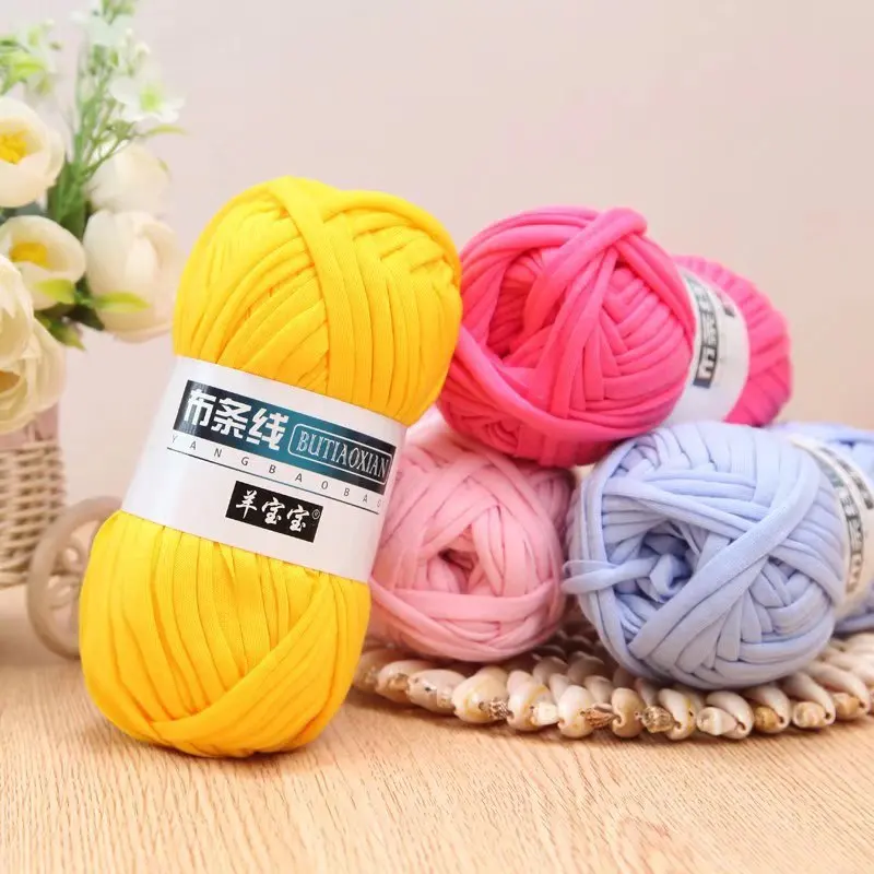 Hot sale 100g/400g T-shirt ribbon yarn hand knitting yarn for crochet air bags