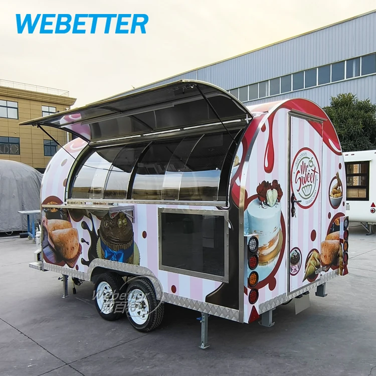 WEBETTER Foodtruck Mobile Kitchen Catering Vans Ice Cream Food Trailer Bubble Waffle Cart Hot Dog Coffee Shop Small Food Trailer