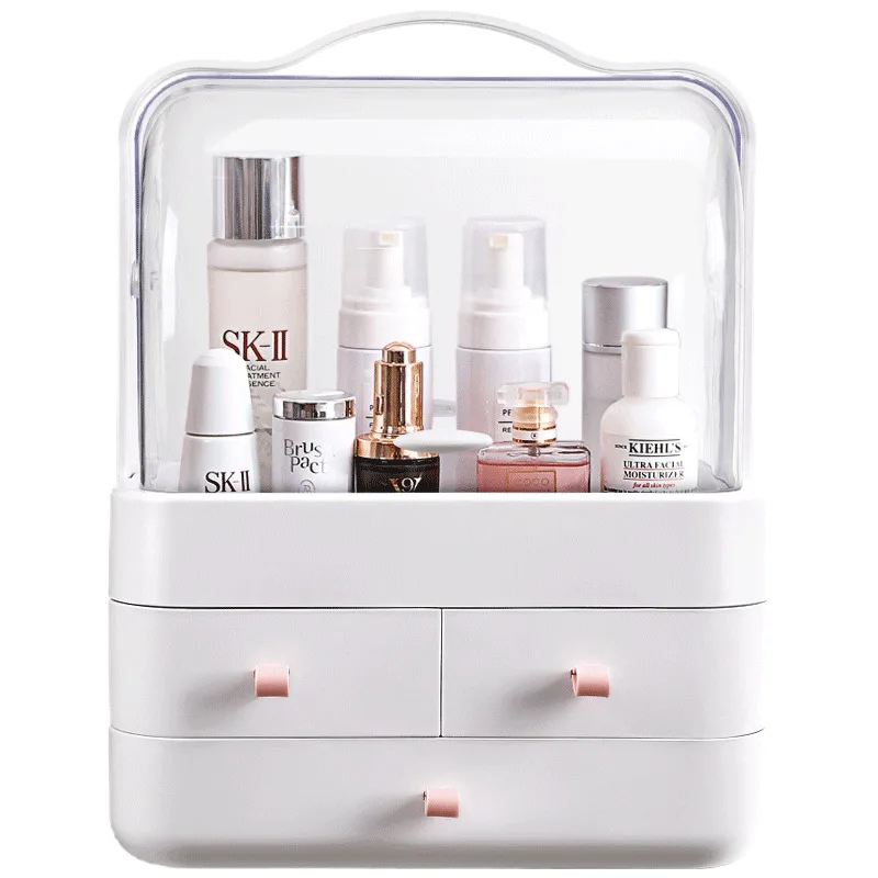 Transparent cosmetic storage box, waterproof and dustproof full-open display box, cosmetic jewelry hairpin storage rack