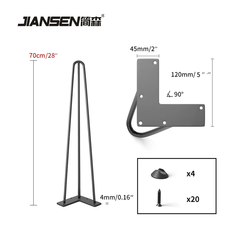High quality 3 rod office table leg tube metal trestle coffee dining table hairpin leg 28 inch
