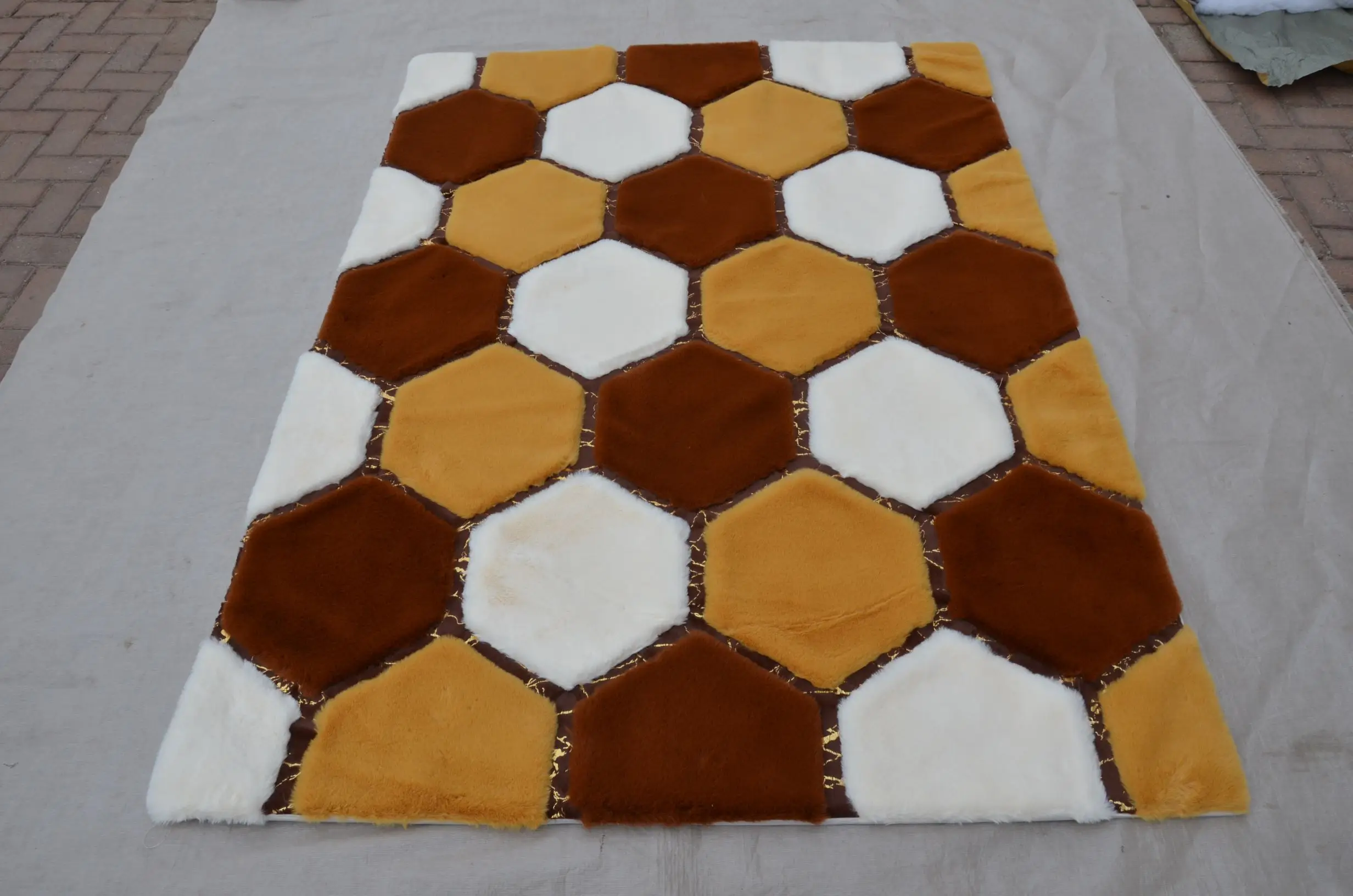 Faux Rabbit Fur Carpet For Bedroom Fluffy Floor Mat Patchwork Rug Living Room