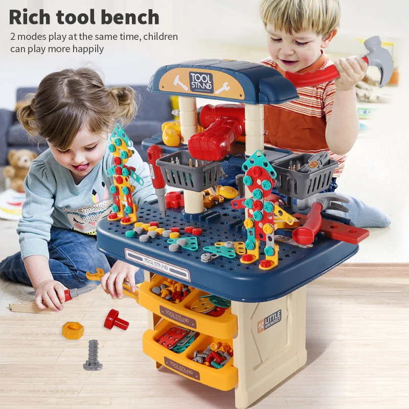 KSF Toys Wholesale Kids Plastic Table Tool Set Pretend Toy Nut Screw Box OEM Parent-Child Repair Game DIY Assembly Toy