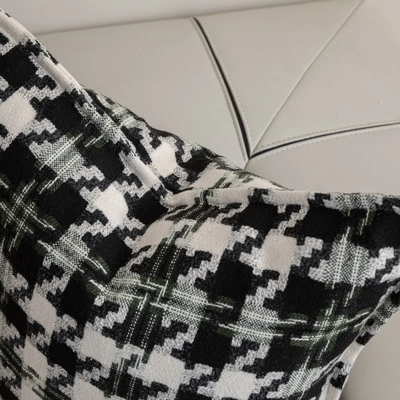 Knitting Wool Retro Farmhouse Buffalo Tartan Chequer Throw Pillow Case, Stripe Plaid Cotton Linen Decorative Cushion Cover/