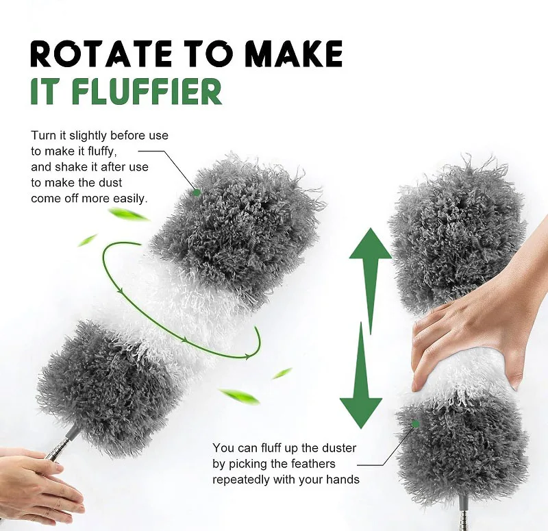 Microfiber Feather Dusters With Replaceable Bendable Head Cleaner Duster Tool For Ceiling Fan Home Kitchen Gadgets