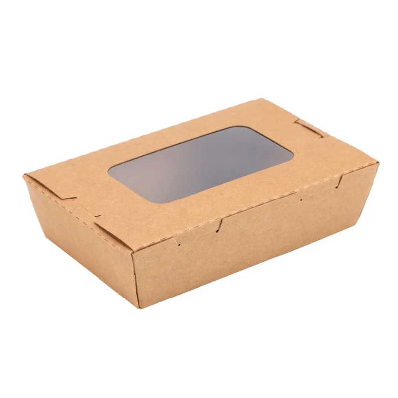 Kraft Paper Boxes Single Pastry Box Packaging with Clear Display Window Donut Mini Cake Pie Slice Dessert Treat Boxes
