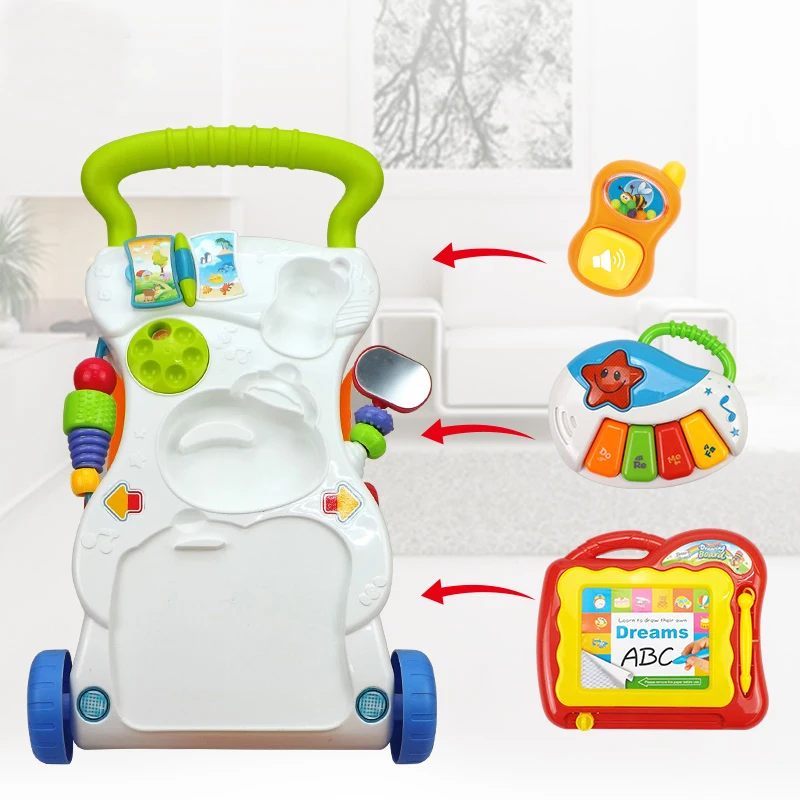 Huanger Early Education Toddler Gym Bebe Learning Roller Stroller Toys Baby Walker Music Multifunction