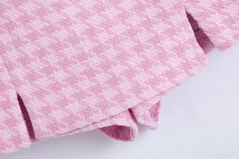 2022 Amazon Hot Women Fashionable Elegant Blazers Jacket And Shorts Set Tweed Fabric Women 2 Piece Shorts Suit Blazers Skort Set