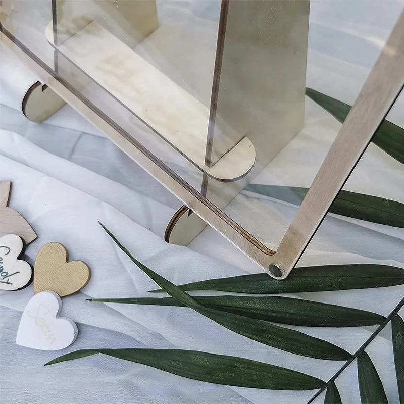 Amazon Popular Gift Wedding Supplies Acrylic Wedding Guest Book Heart Shape with Stand
