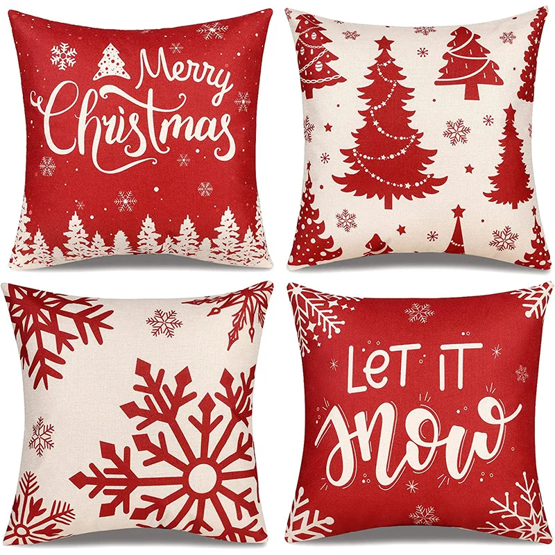 Christmas Pillowcase Sofa Living Room Pillow Cushion Wholesale Elk Snow Holiday Decoration Home 10 Linen Knitted Customizable