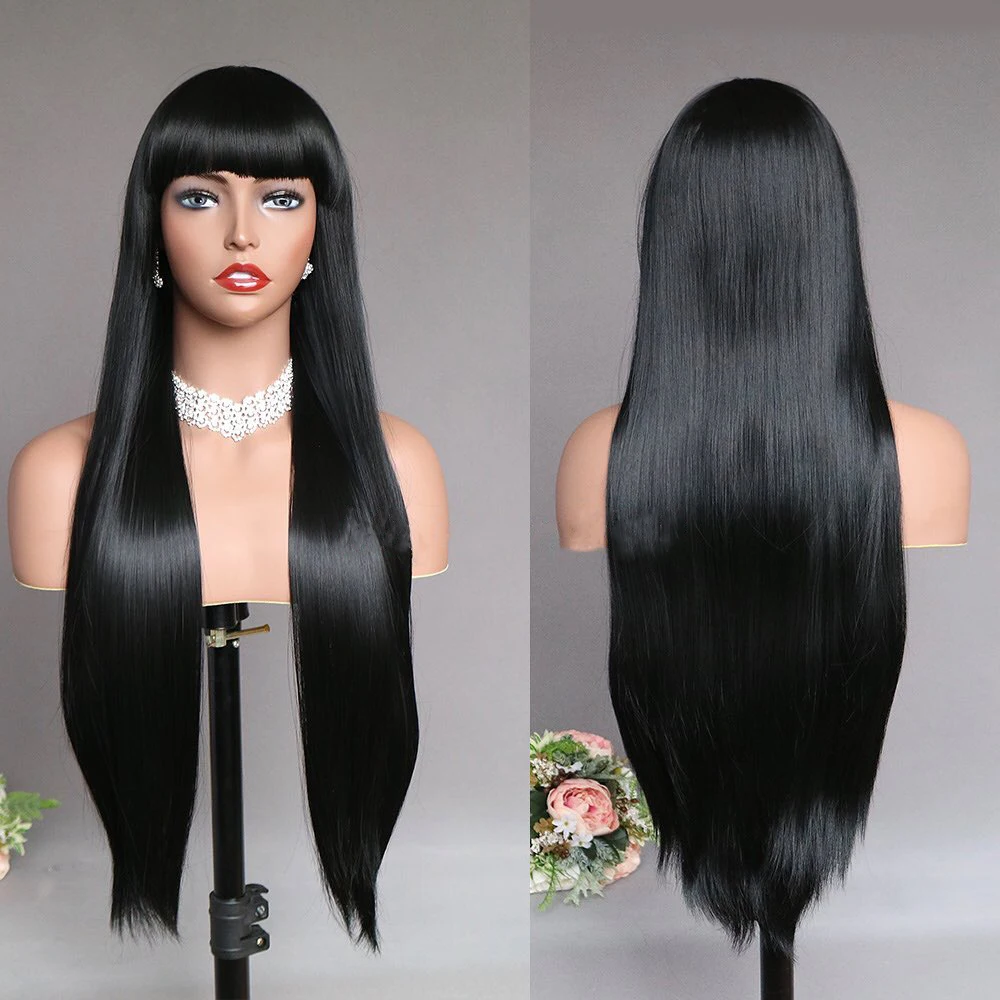 Fake Scalp Human Hair Wigs,cuticle Aligned Human Hair Natural Black Full Lace Wigs,virgin Brazilian Lace Wig Can Be Dyed 26 Inch