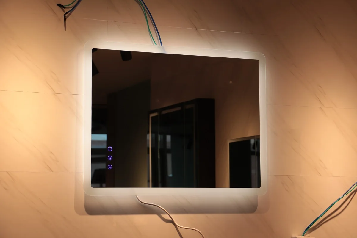 wholesale aluminum frameless rectangle modern bathroom decorative wall mirrors with led light