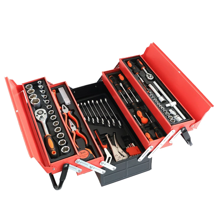 Household Set 85 Pcs Combination Wrench Complete Socket Kit Repair Hand Tool Portable Tool Box with Aluminum Case