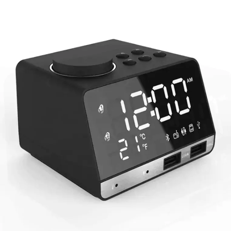 Alarm for hotels BT Speaker Creative Digital Music desk Clock Display Radio with Dual USB Support U Disk TF Card FM