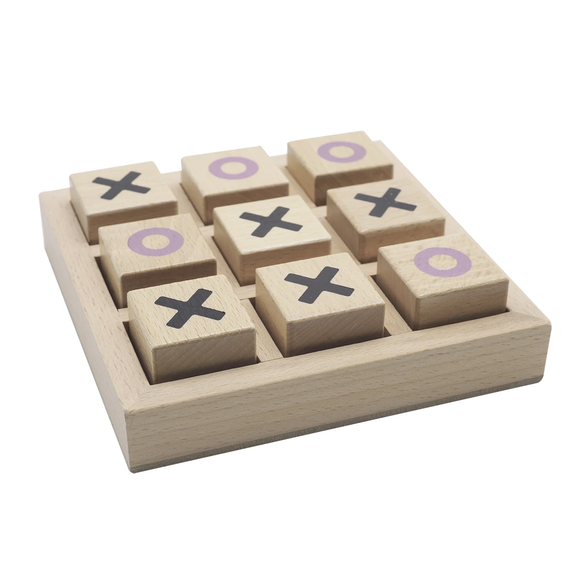 FSC Beech Wood Tic Tac Toe Wooden Board Game Table Toy XOXO Decorative Pieces