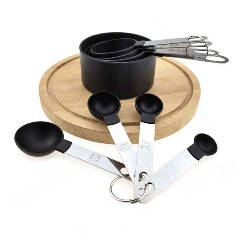 Мерная чашка, мерная ложка, набор мерных ложек, ингредиенты для кофе, ложка, инструмент для выпечки, нержавеющая сталь со шкалой, пластиковый набор из 8 шт.