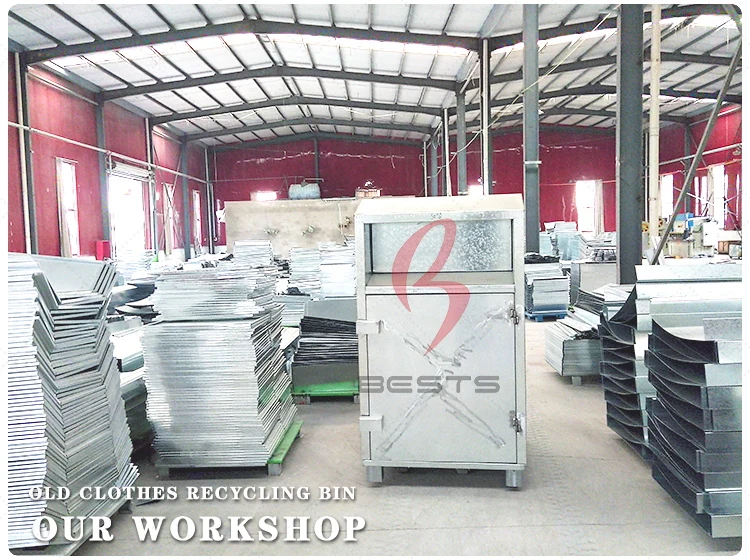 Manufacturer low price 10- 24 gauge galvanized steel different size clothing books donation bins