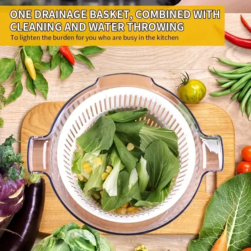 1pc Salad Spinner Fruits Basket Vegetables Washer Dryer Fruit Drainer Lettuce Spinner Colander Basket for Kitchen Gadgets