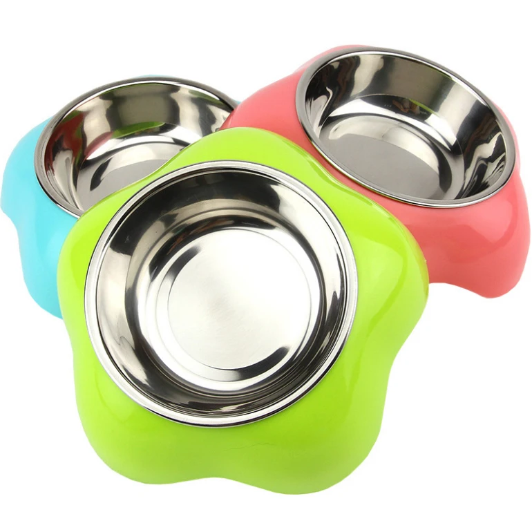 
Creative Personality Pet Food Bowl Stainless Steel Dual-purpose Bowl For Dogs And Petals Bowl 