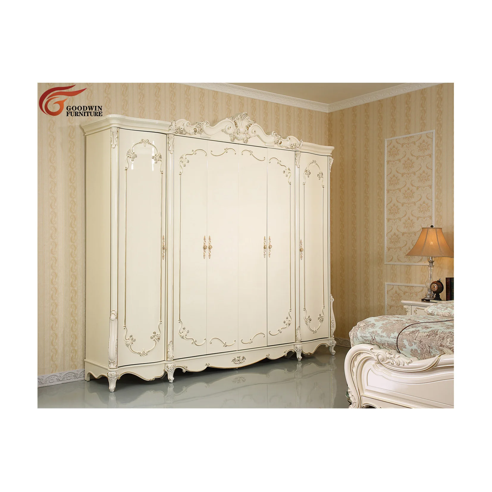 Newest Design America Style Wooden Bedroom Furniture Bedroom Decor 6 door wardrobe GD22