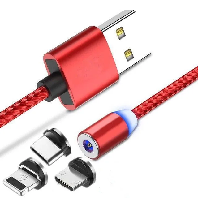 3 In 1 Magnetic Data Cable Magnetic USB Cable For Iphone Magnetic Micro USB Charging Cable