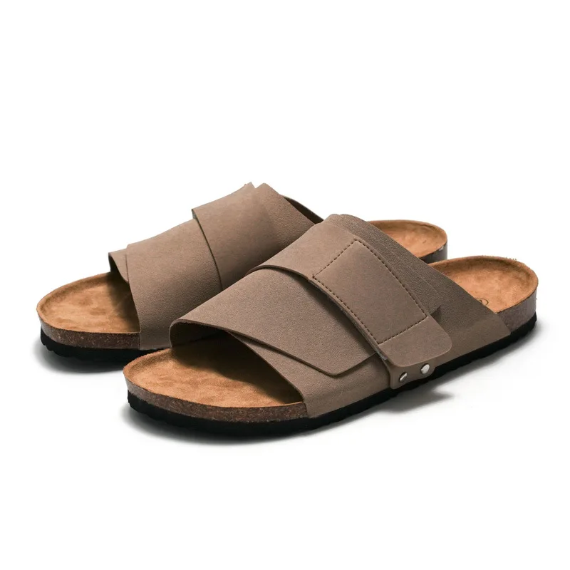 Most Popular Casual men suede upper cork sole sandals and slippers