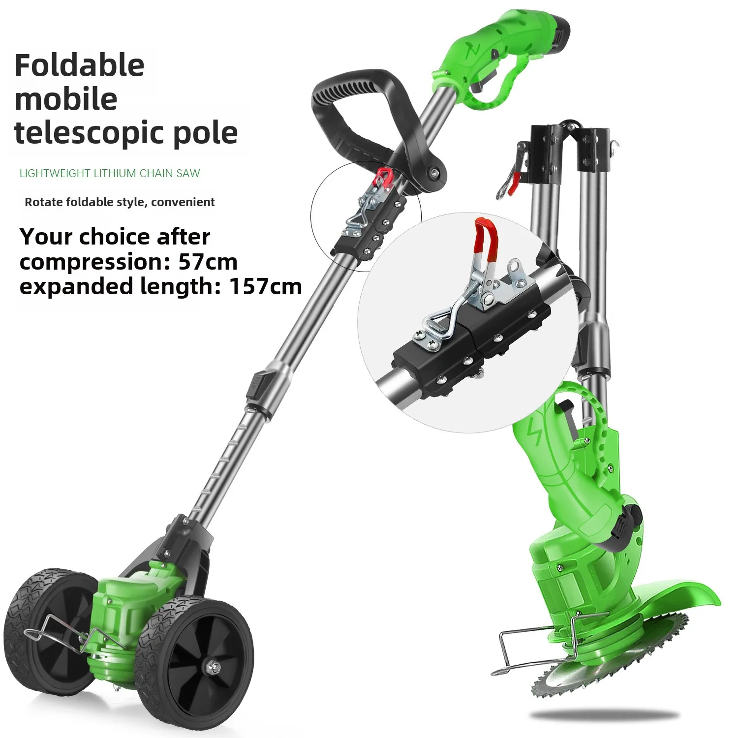 New Electric Lawn Mower with Wheels, Portable Brushless High-Power Lawn Mower, Backpack Garden Lithium Battery Lawn Mower