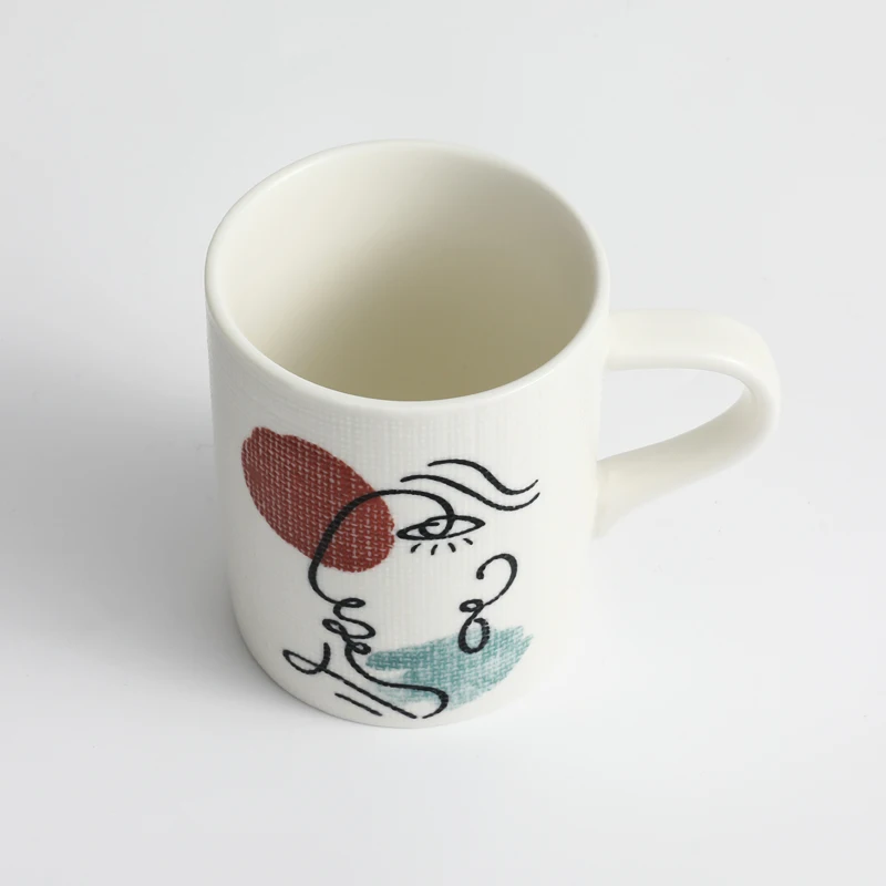 Tivray Custom Abstract Human Face Painting Pattern Creative Design Ceramic Coffee Mugs Factory Hot Sale Porcelain Tea Mugs
