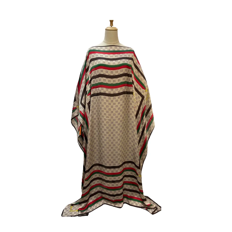 Wholesale Free Size Women Clothing Summer African Women Solid Satin Silk  Women Casual Dress Long Silk Dresses