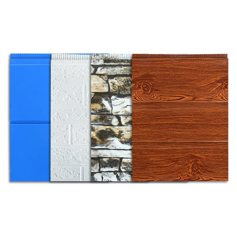 Fireproof thermal insulation polyurethane rock wool sandwich panel metal siding panels for exterior wall