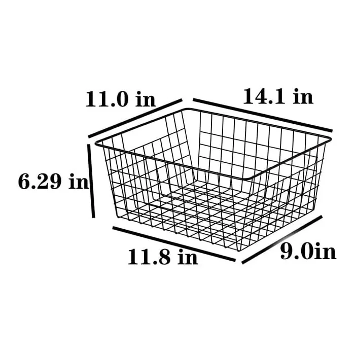Kitchen Wire Baskets Farmhouse Decor Metal Food Storage Organizer,Household Refrigerator Bin with Built-in Handles