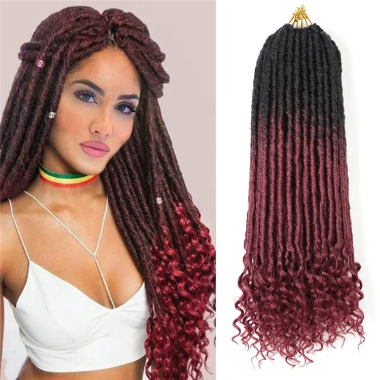 20 inch Hot Selling Crochet Braiding Hair Extensions Faux Locs Deep Curl Goddess Faux Locs Wholesale Synthetic Hair