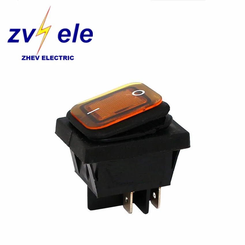 4 Pins KCD4-201 Waterproof Rocker Switch With LED 30x22mm 16A 250V
