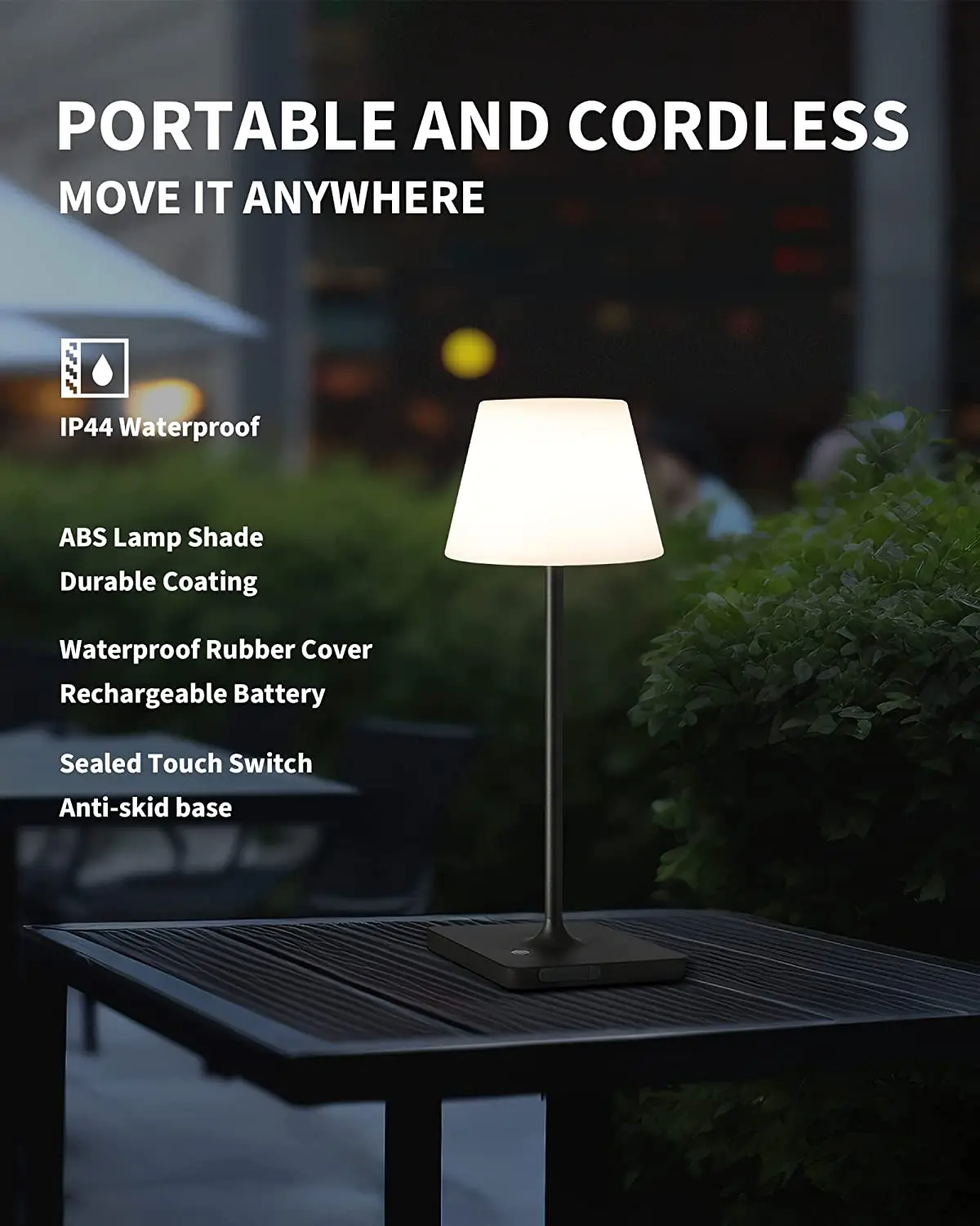 Cordless Portable Table Lamp Rechargeable Dimming LED Desk Lamp Waterproof Modern Night Light for Camping Restaurant Bedroom