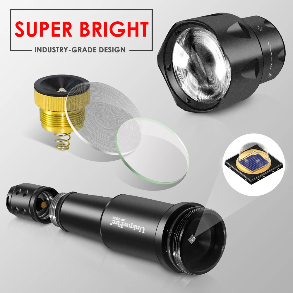 Uniquefire Outdoor Hunting Green Red White Rechargeable Battery High Power Aluminum Alloy Led Flash Flashlights