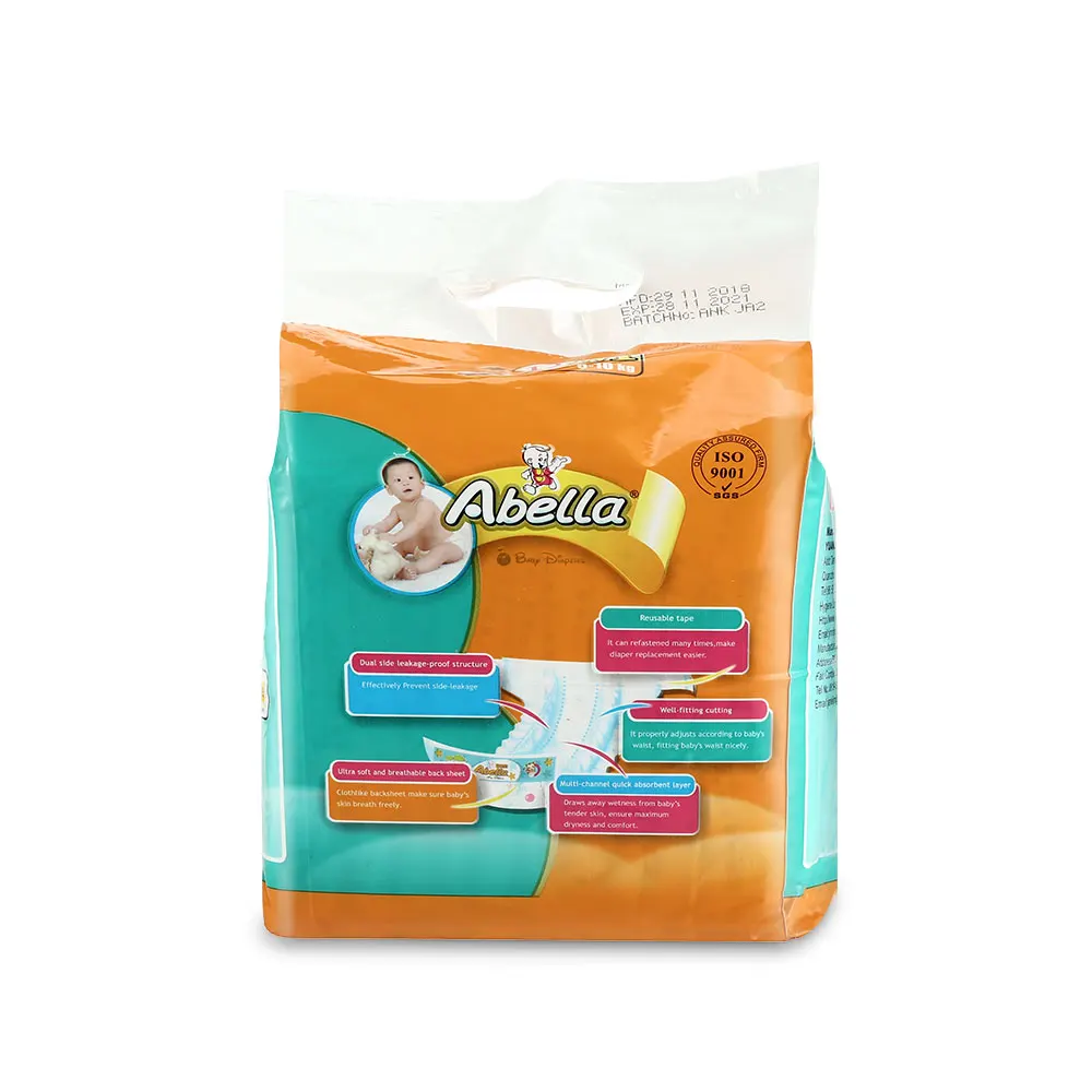 ODM Film Backsheet Leak Prevention Channel PE Diaper Disposable Printed Fluff Pulp 3D 100% Factory Wholesale Baby Adl Printed