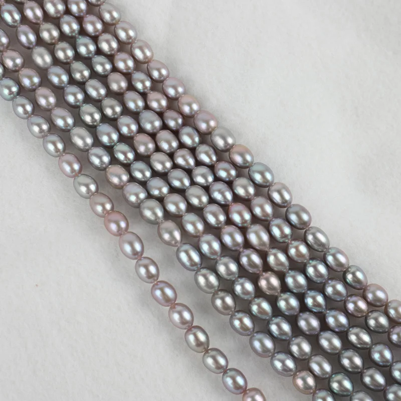 zhiteng freshwater natual pearl 4.5-5mm rice beads black strand necklace jewelry Making loose bead wholesale